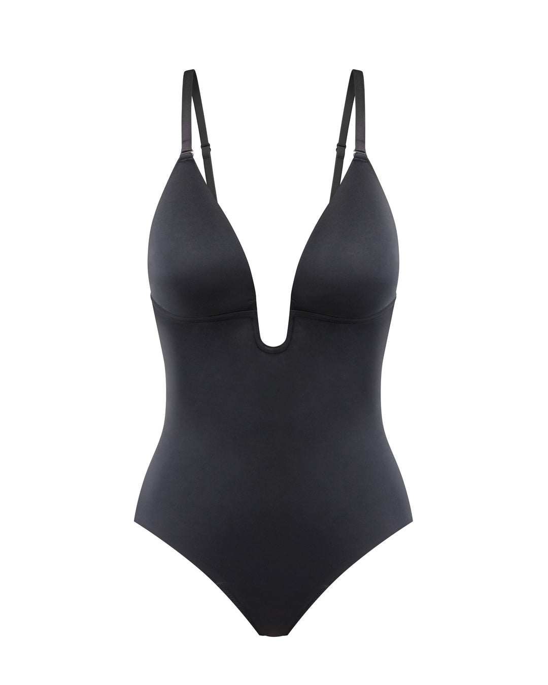 Suit Your Fancy Plunge Low-Back Thong Bodysuit