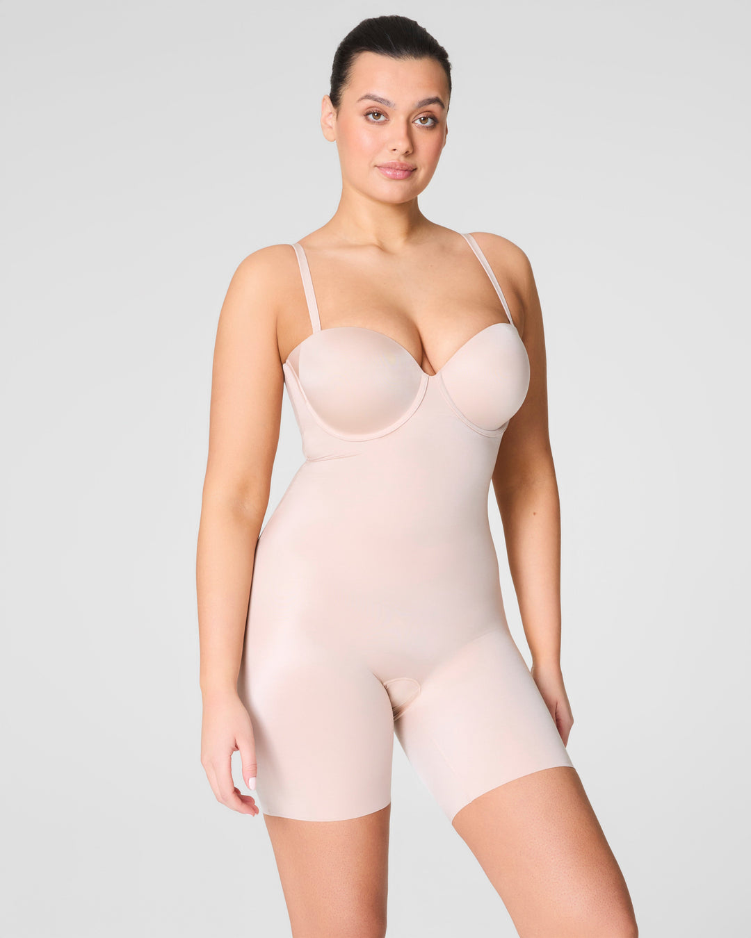Suit Your Fancy Strapless Cupped Mid-Thigh Bodysuit