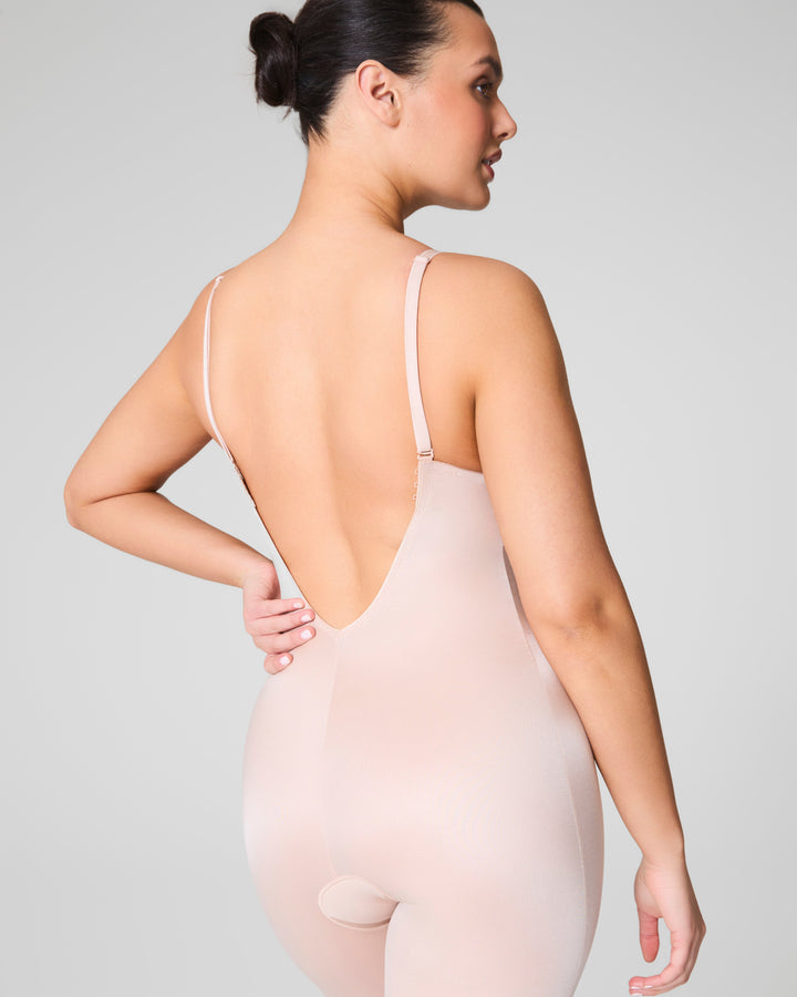 Suit Your Fancy Plunge Low-Back Mid-Thigh Bodysuit