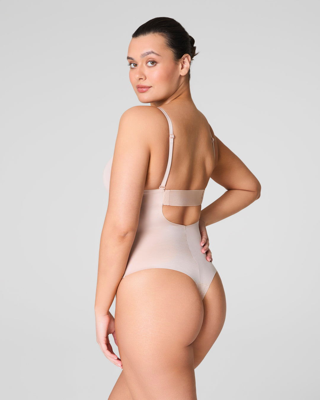 Suit Your Fancy Plunge Low-Back Thong Bodysuit