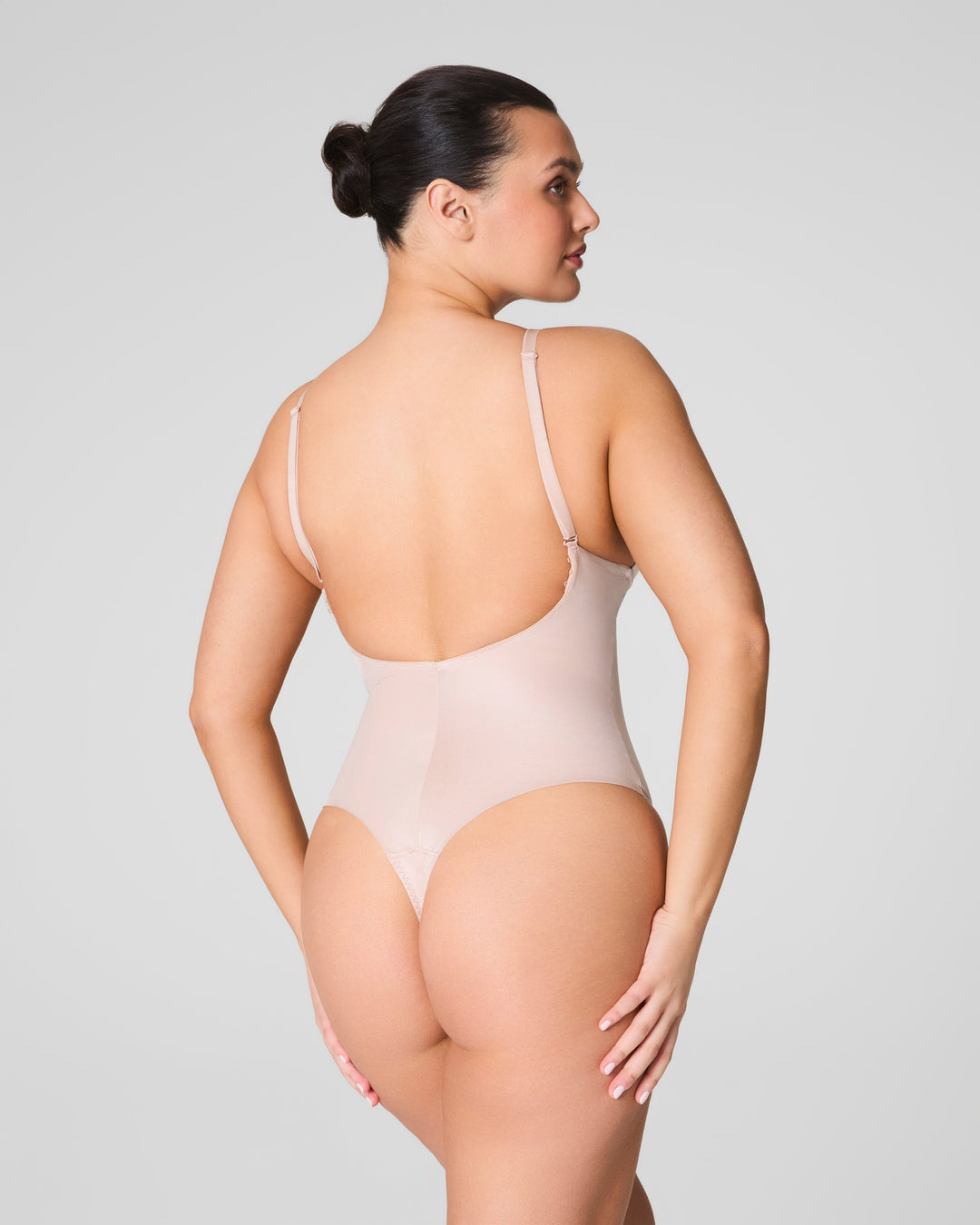 Suit Your Fancy Plunge Low-Back Thong Bodysuit