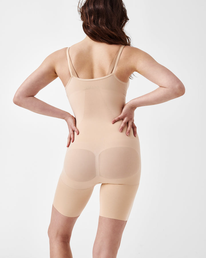 Seamless Power Open-Bust Mid-Thigh Bodysuit