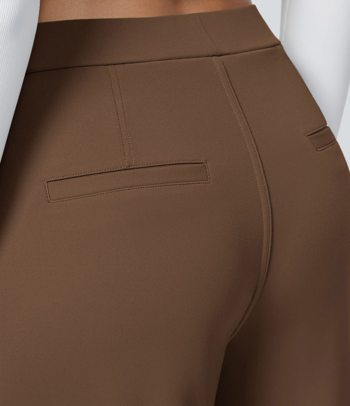 High Waisted Side Pocket Straight Leg Work Pants