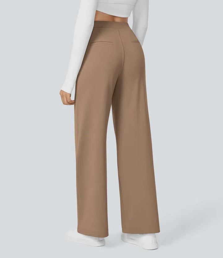 High Waisted Side Pocket Straight Leg Work Pants