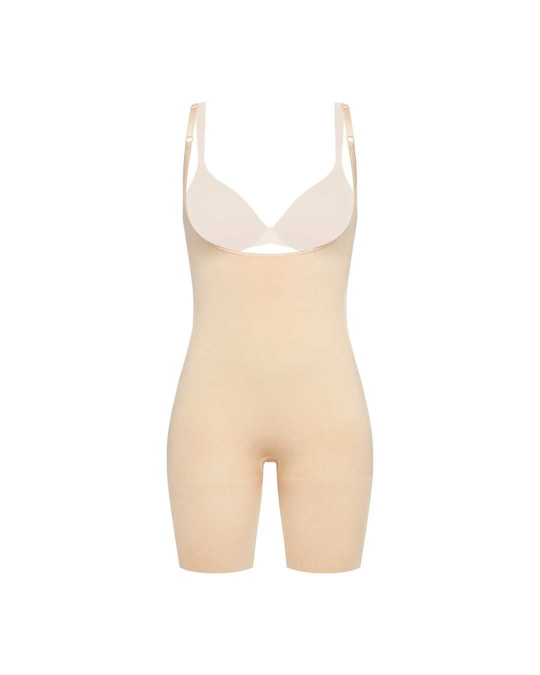 Seamless Power Open-Bust Mid-Thigh Bodysuit