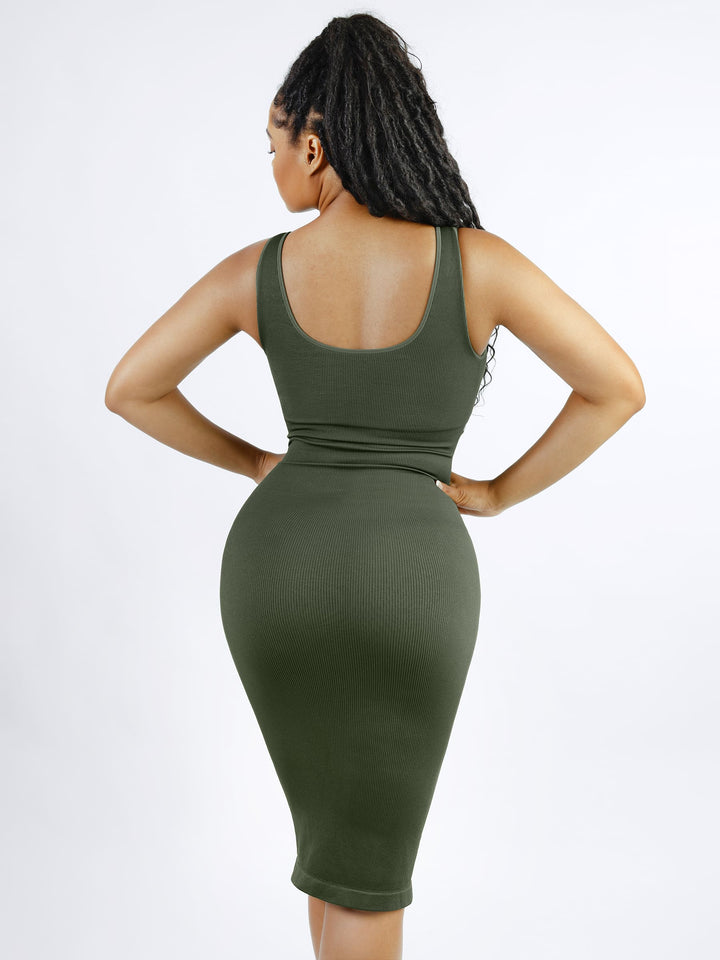 Seamless Eco-Friendly V-Neck Shaping Dress with Removable Pads