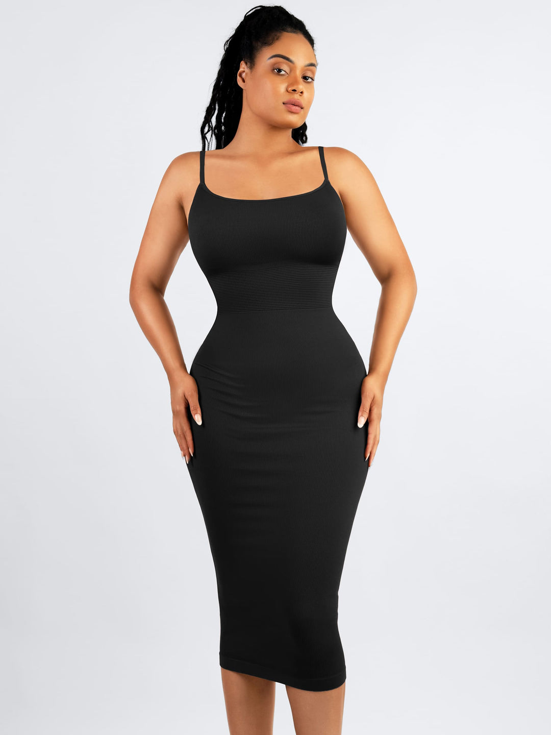 Seamless Shaping Slip Dress with Built-In Bra and Adjustable Straps