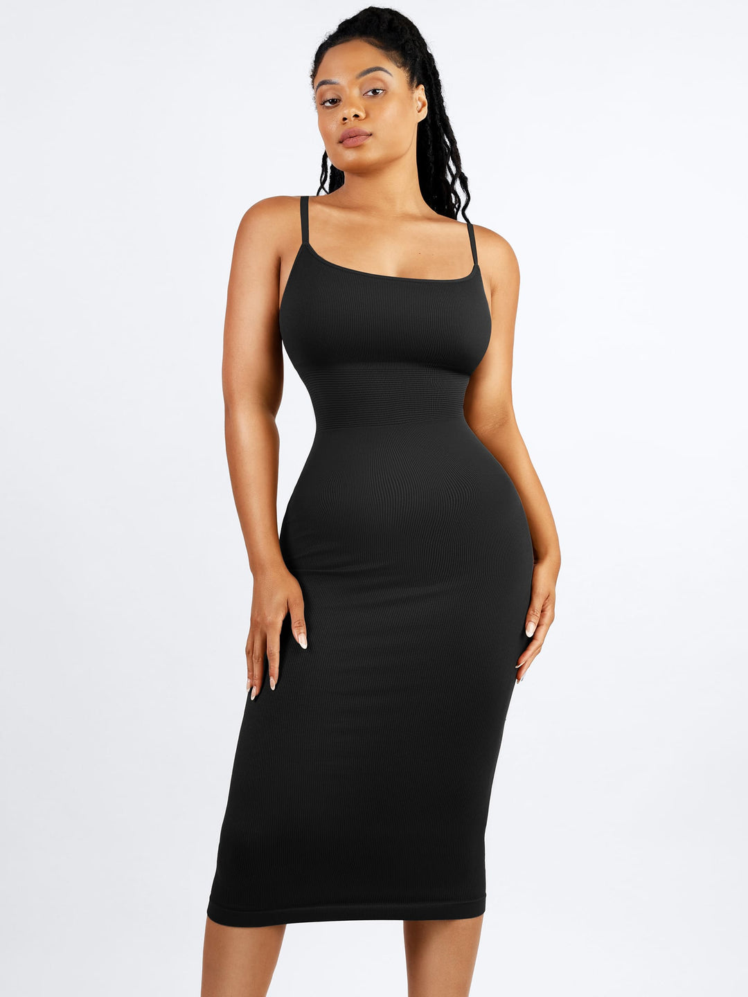 Seamless Shaping Slip Dress with Built-In Bra and Adjustable Straps