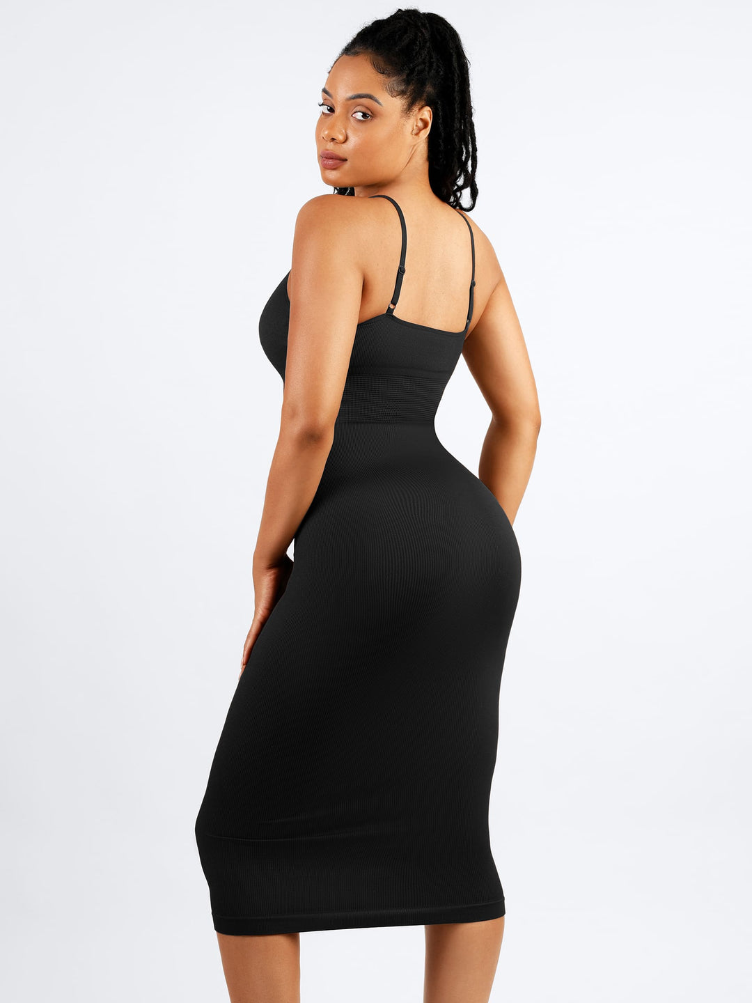 Seamless Shaping Slip Dress with Built-In Bra and Adjustable Straps
