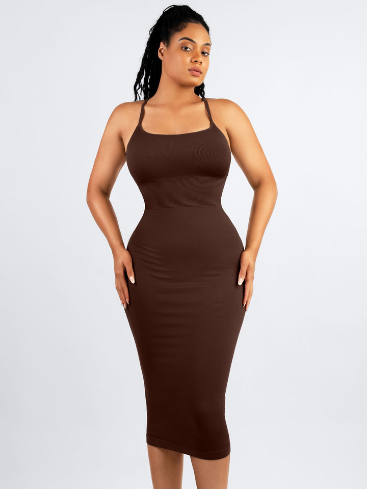 Seamless Shaping Slip Dress with Built-In Bra and Adjustable Straps