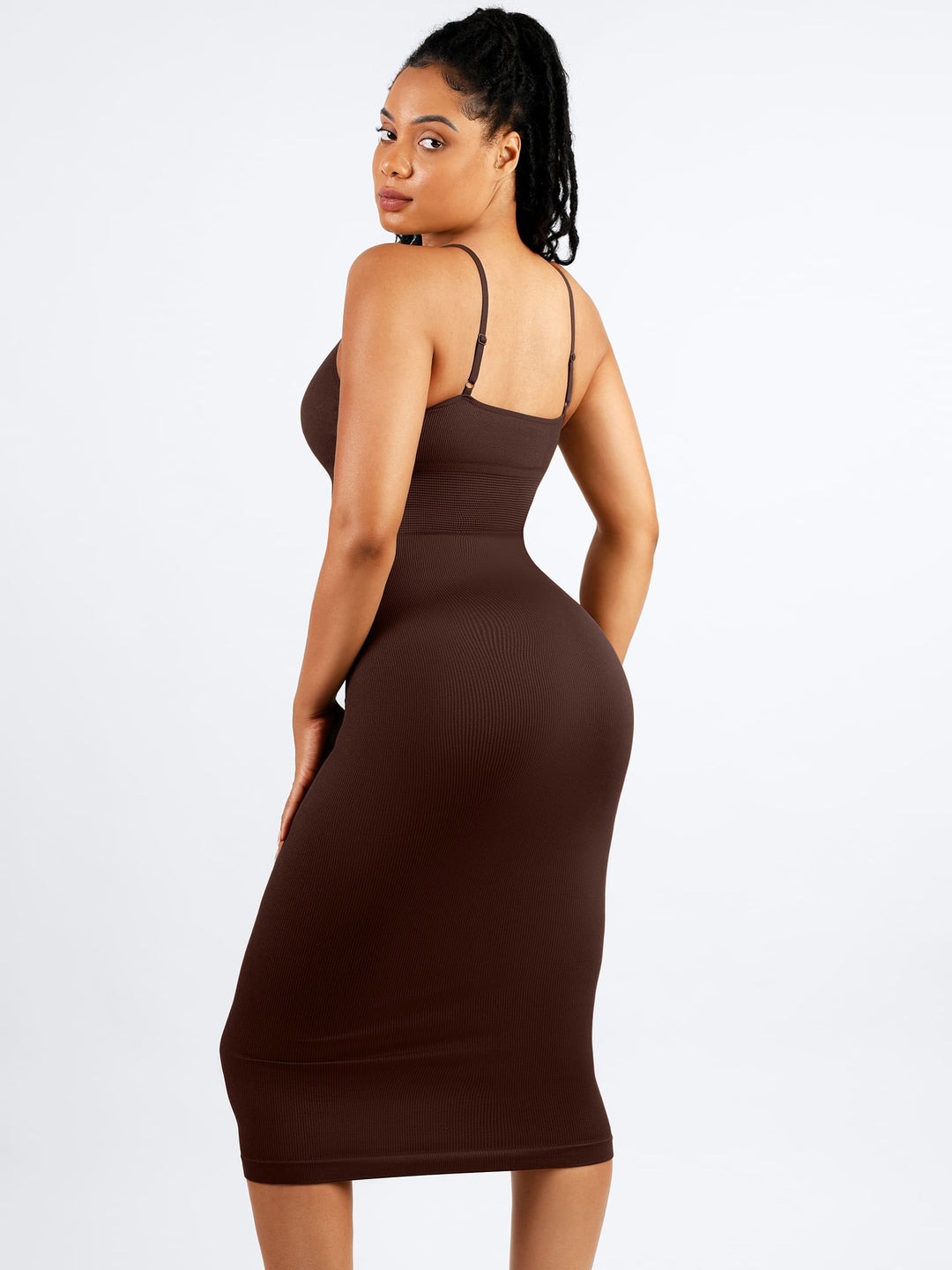 Seamless Shaping Slip Dress with Built-In Bra and Adjustable Straps