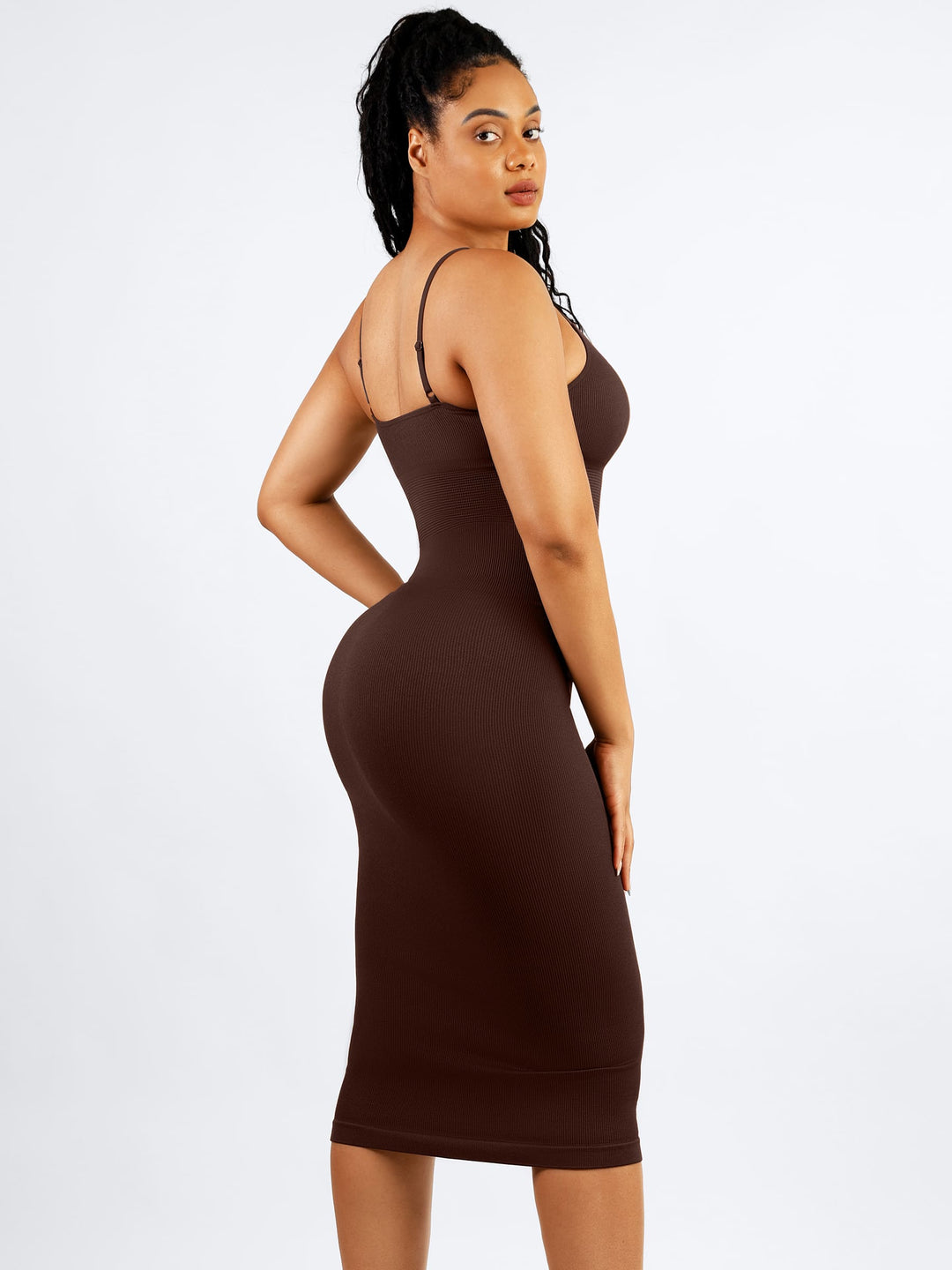 Seamless Shaping Slip Dress with Built-In Bra and Adjustable Straps