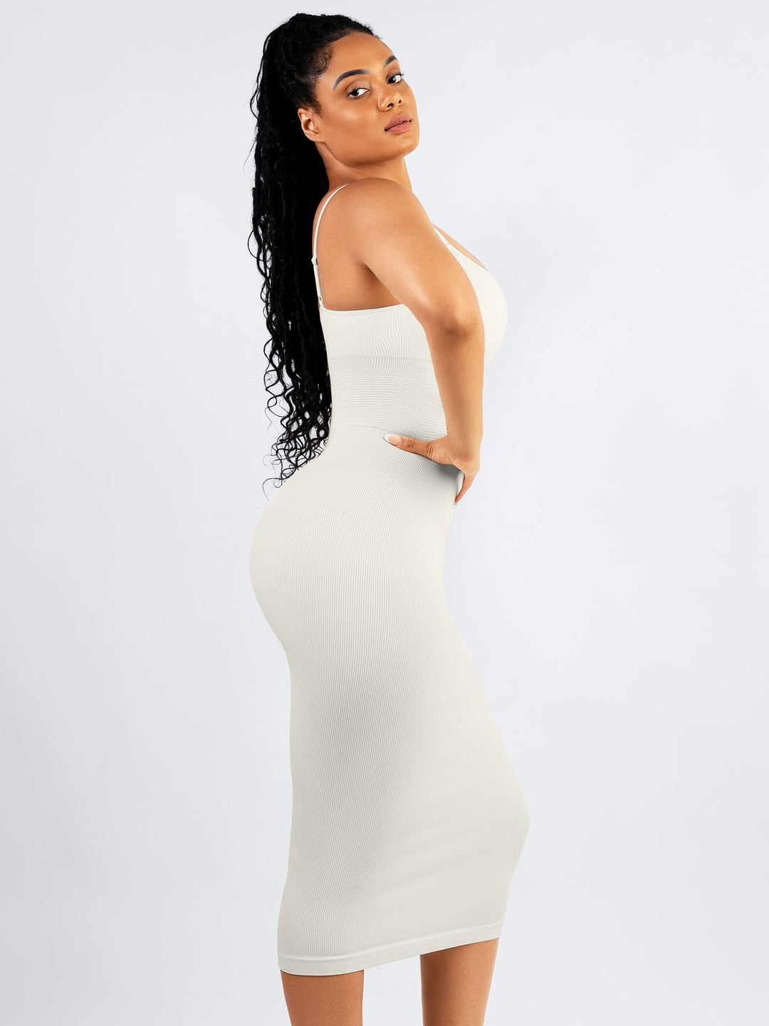 Seamless Shaping Slip Dress with Built-In Bra and Adjustable Straps
