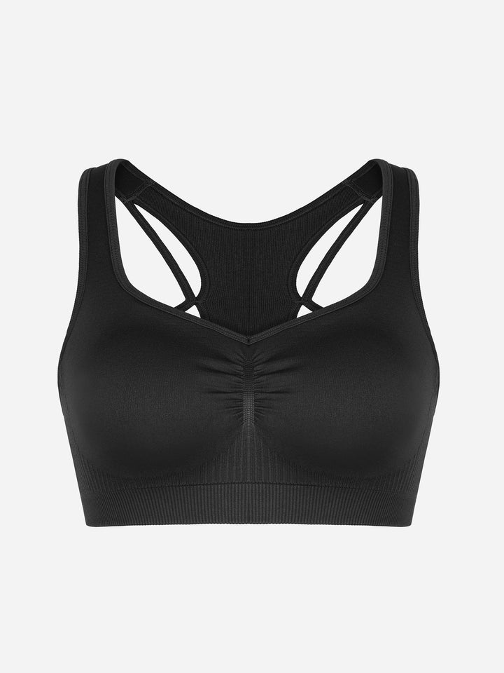 Seamless Racerback Sports Bra with Removable Pads and Support Fit