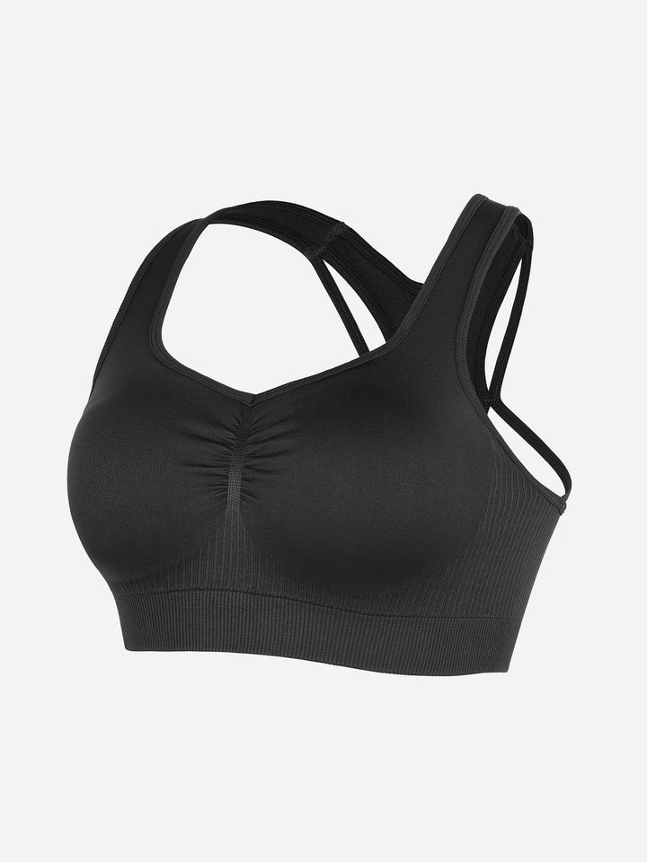 Seamless Racerback Sports Bra with Removable Pads and Support Fit