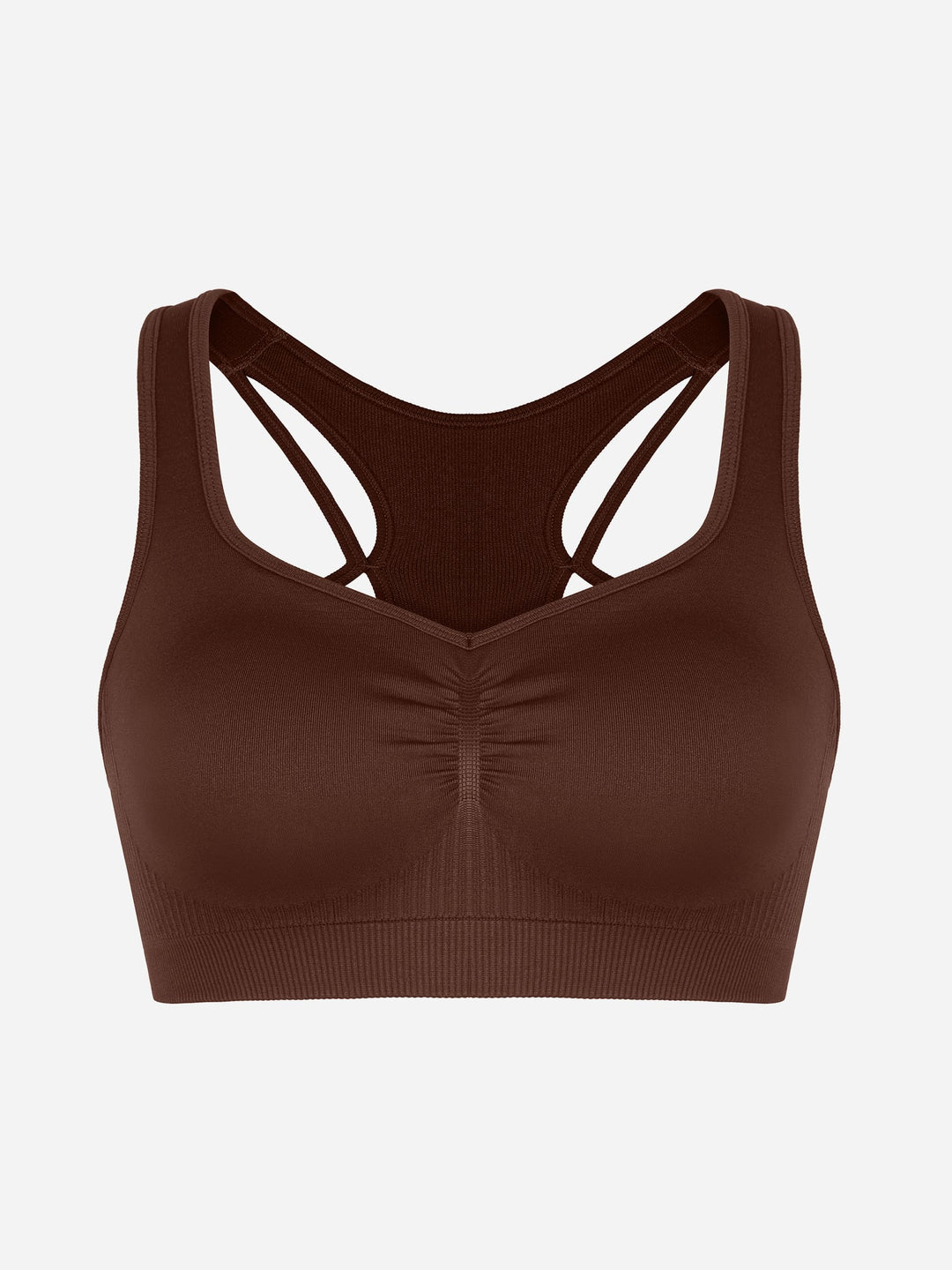 Seamless Racerback Sports Bra with Removable Pads and Support Fit