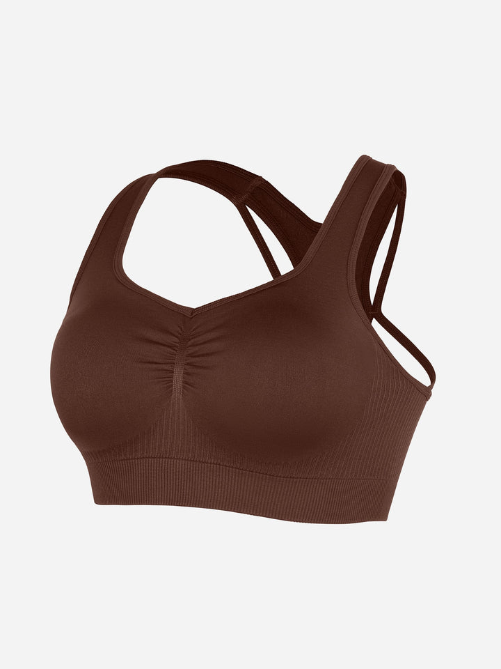 Seamless Racerback Sports Bra with Removable Pads and Support Fit