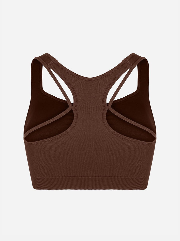 Seamless Racerback Sports Bra with Removable Pads and Support Fit