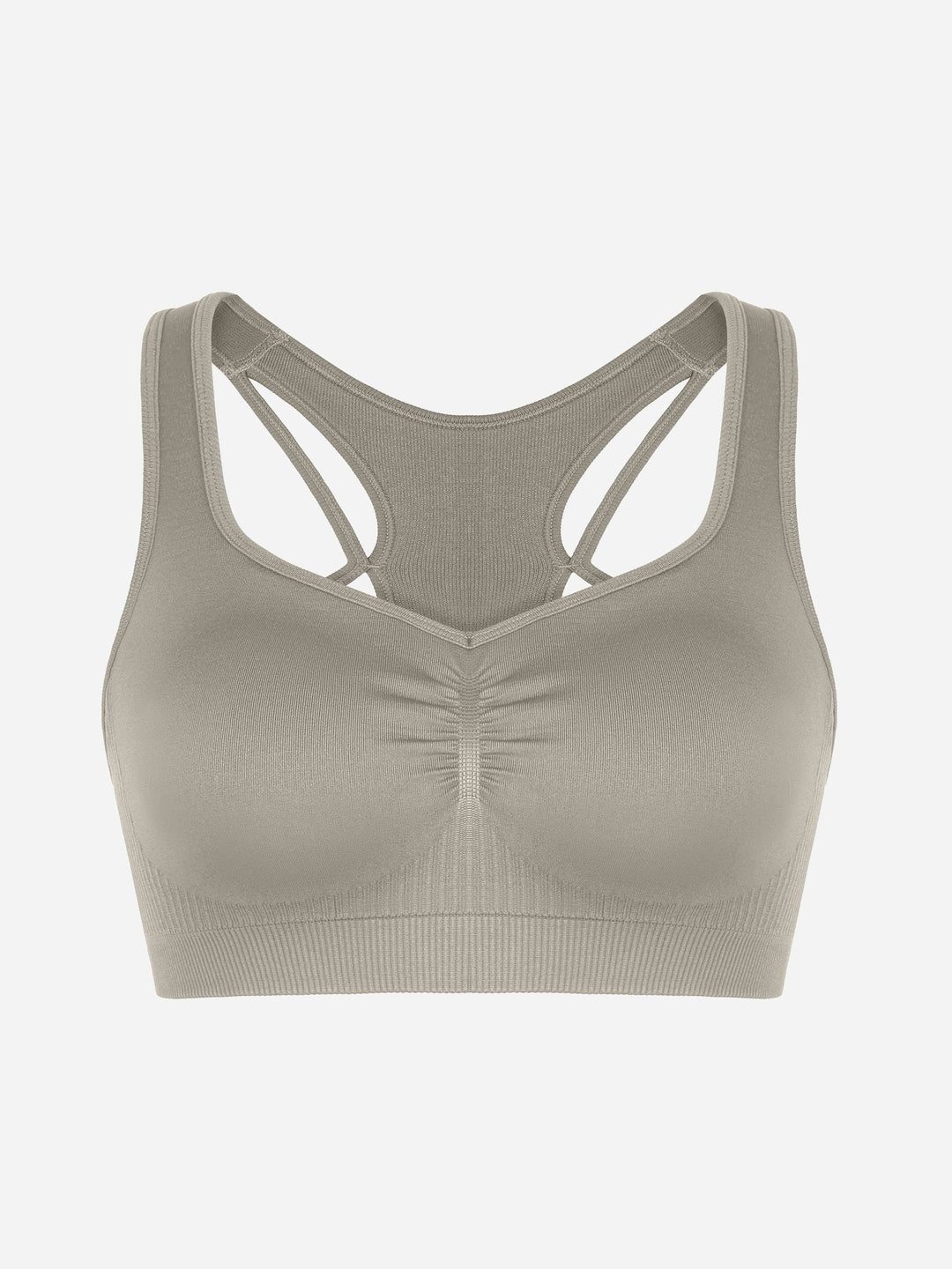 Seamless Racerback Sports Bra with Removable Pads and Support Fit