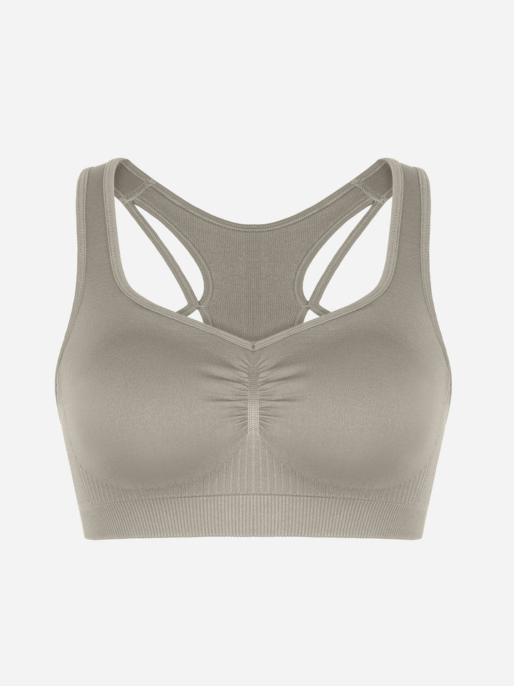 Seamless Racerback Sports Bra with Removable Pads and Support Fit