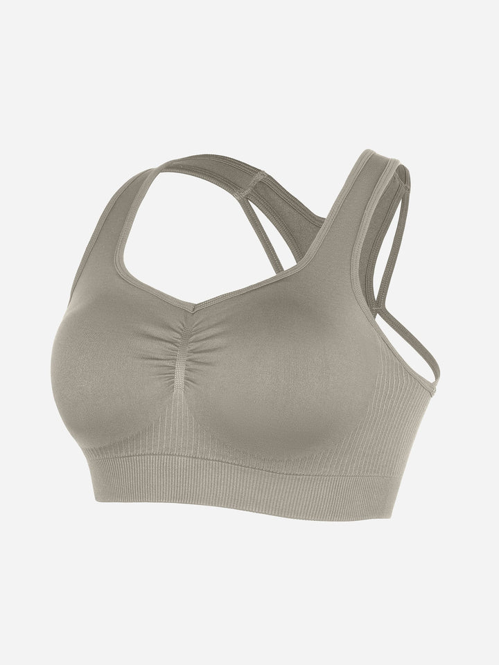 Seamless Racerback Sports Bra with Removable Pads and Support Fit