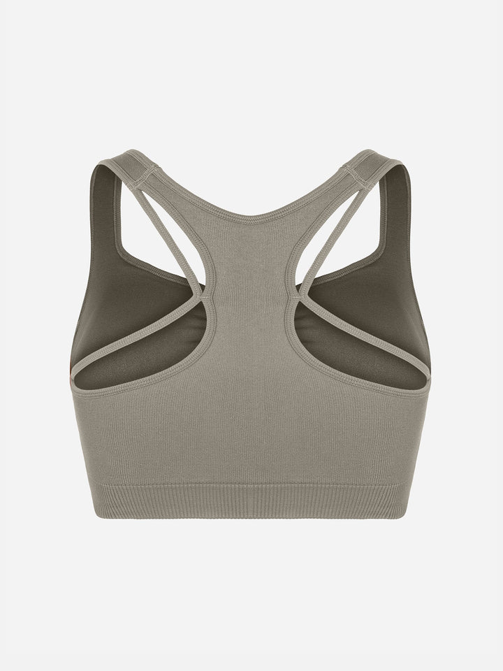 Seamless Racerback Sports Bra with Removable Pads and Support Fit
