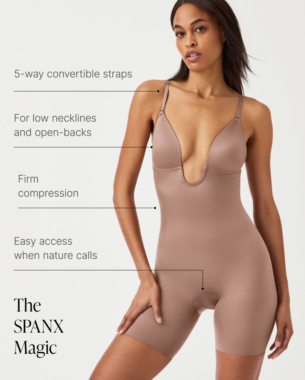 Suit Your Fancy Plunge Low-Back Mid-Thigh Bodysuit