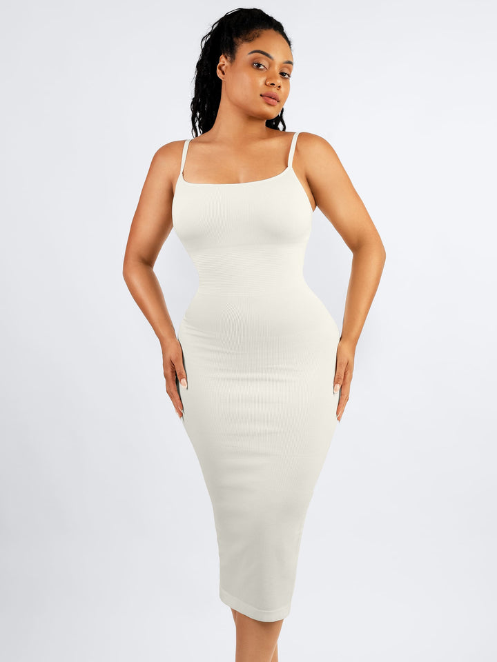 Seamless Shaping Slip Dress with Built-In Bra and Adjustable Straps