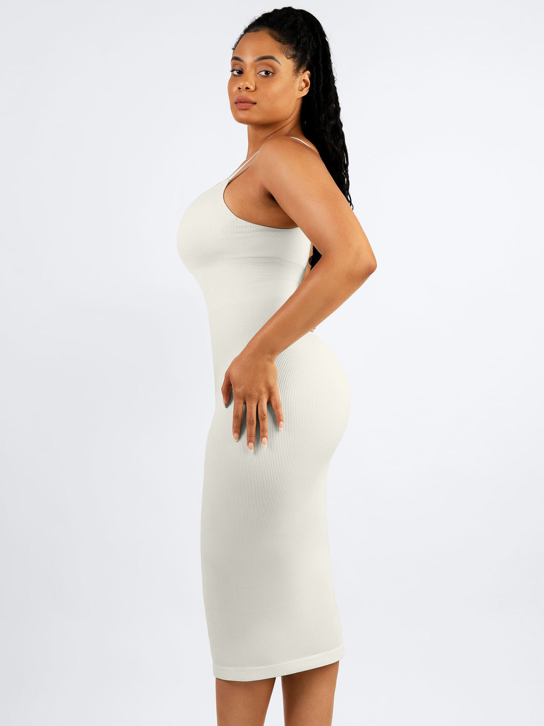 Seamless Shaping Slip Dress with Built-In Bra and Adjustable Straps