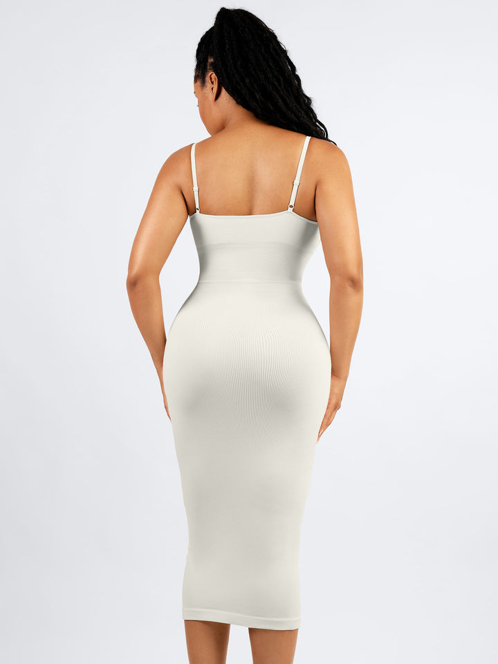 Seamless Shaping Slip Dress with Built-In Bra and Adjustable Straps