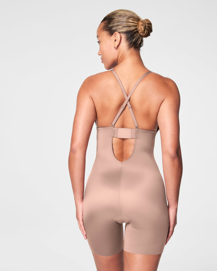 Suit Your Fancy Plunge Low-Back Mid-Thigh Bodysuit