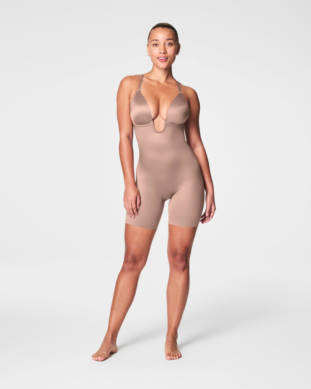 Suit Your Fancy Plunge Low-Back Mid-Thigh Bodysuit