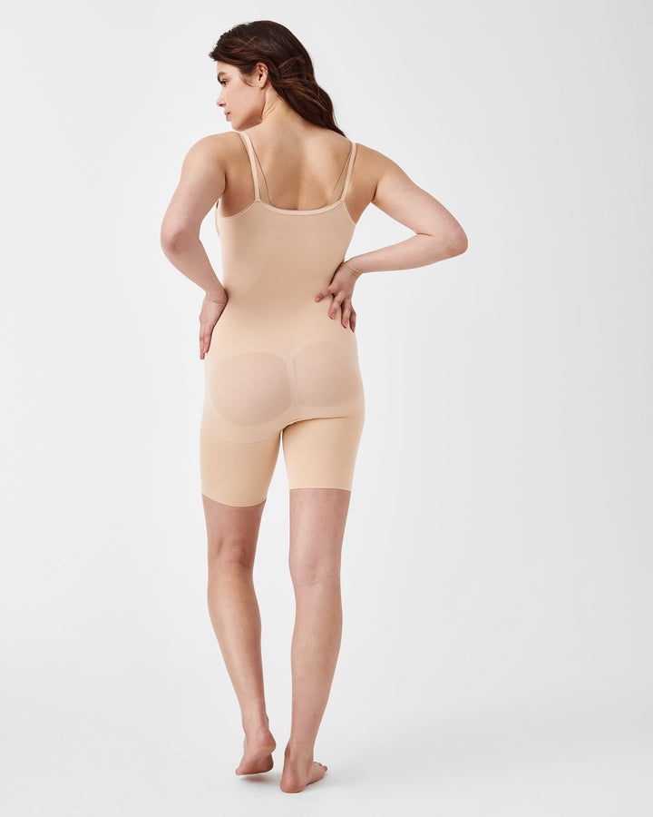 Seamless Power Open-Bust Mid-Thigh Bodysuit